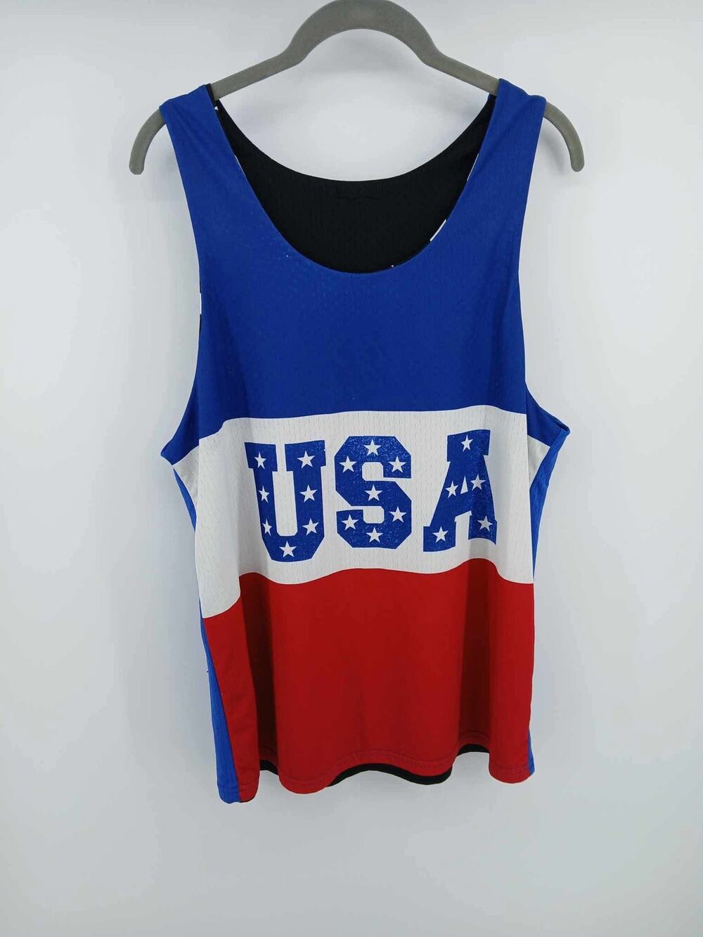 Reversible sleeveless Mens USA red white and blue tank top 
(M)